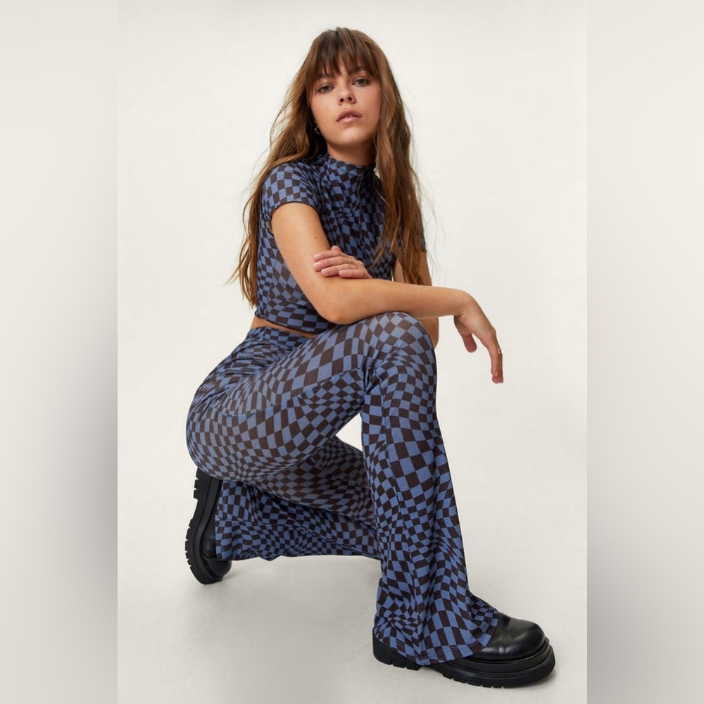 Nasty Gal tile mesh flare pants